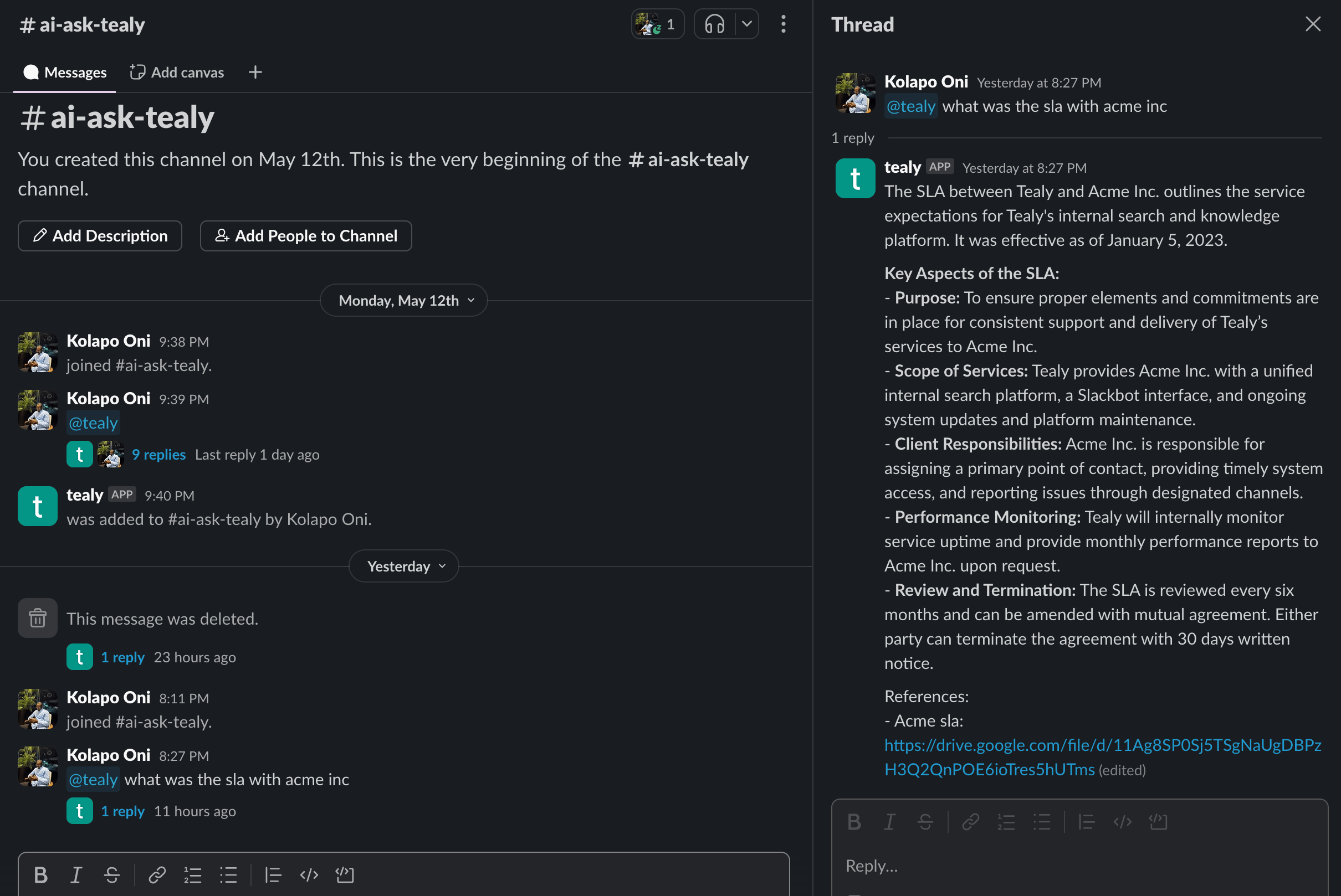 Slack demo image